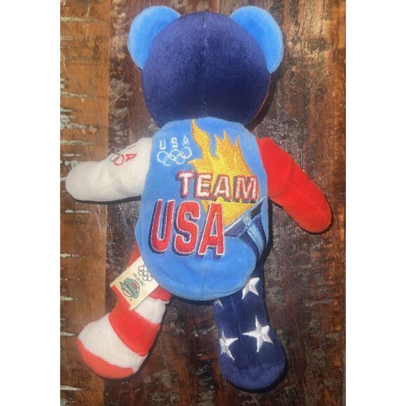 Rare 2000 Team USA Olympics Authentic Team Beans Bear Red White Blue USA - Picture 4 of 6